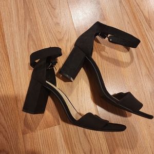 Black block heel sandals
